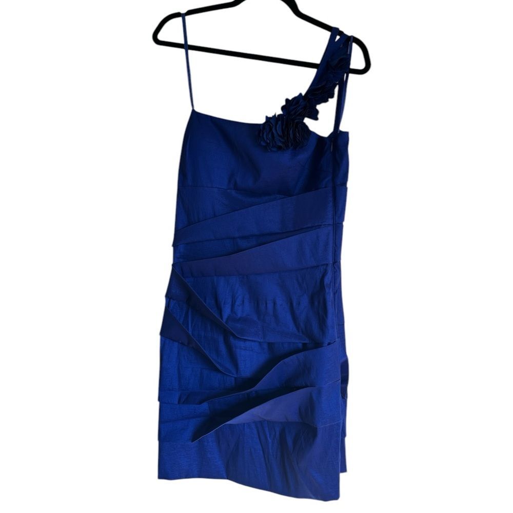 Adrianna Papell Hailey Royal Blue One Shoulder Cocktail Dress NWT Size 8